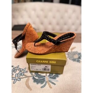 Gianni Bini Black cork Wedge Sandals